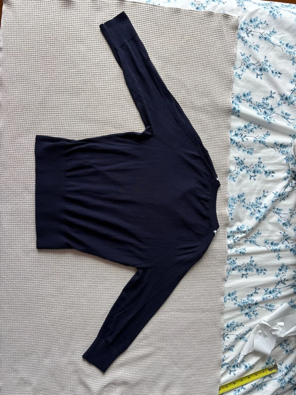 Banana Republic Navy Blue Embellished Jewel Neck Cotton Cardigan Sweater XS